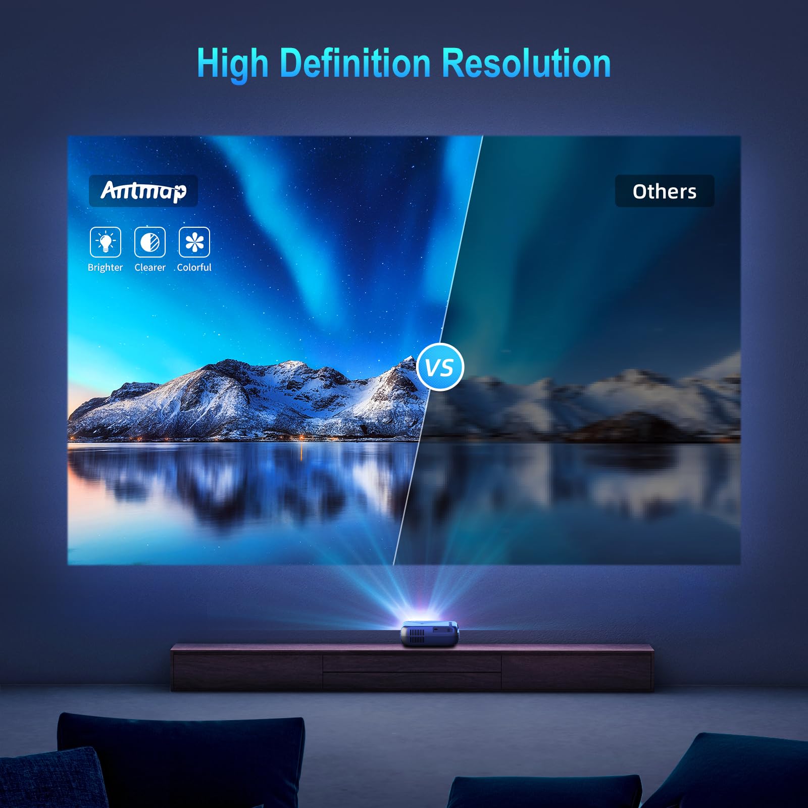 Mini Projector With Wifi, Antmap Phone Projector For Iphone Mini Pocket Projector Wifi Projector Portable Projector With Hdmi Wi